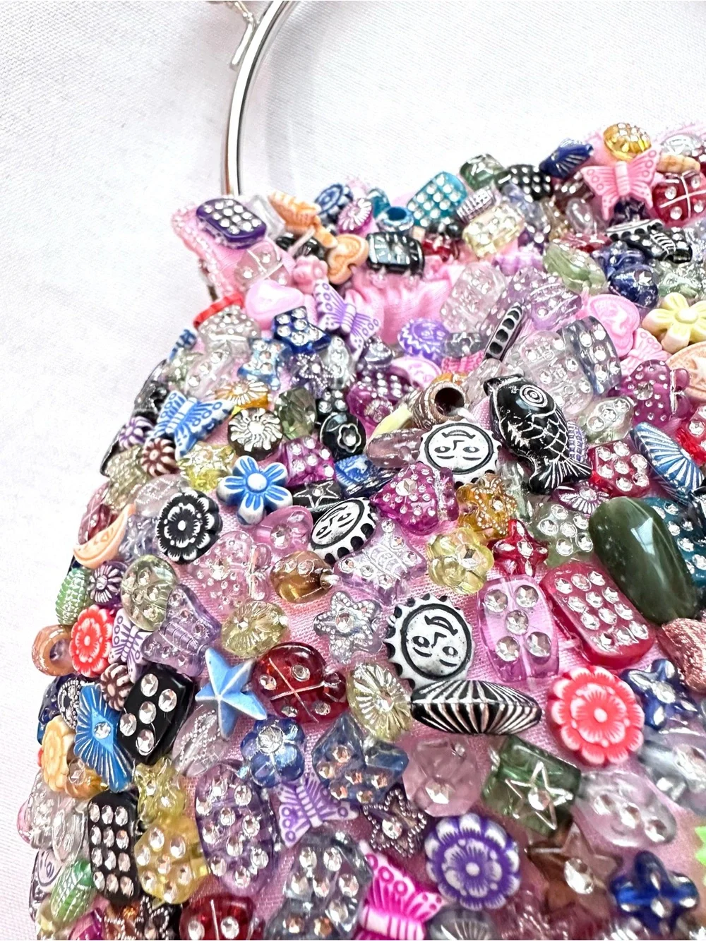 BEADED HANDBAG ~ Flirty Multicolor Handbag w/Artisan Beadwork Crossbody Chain